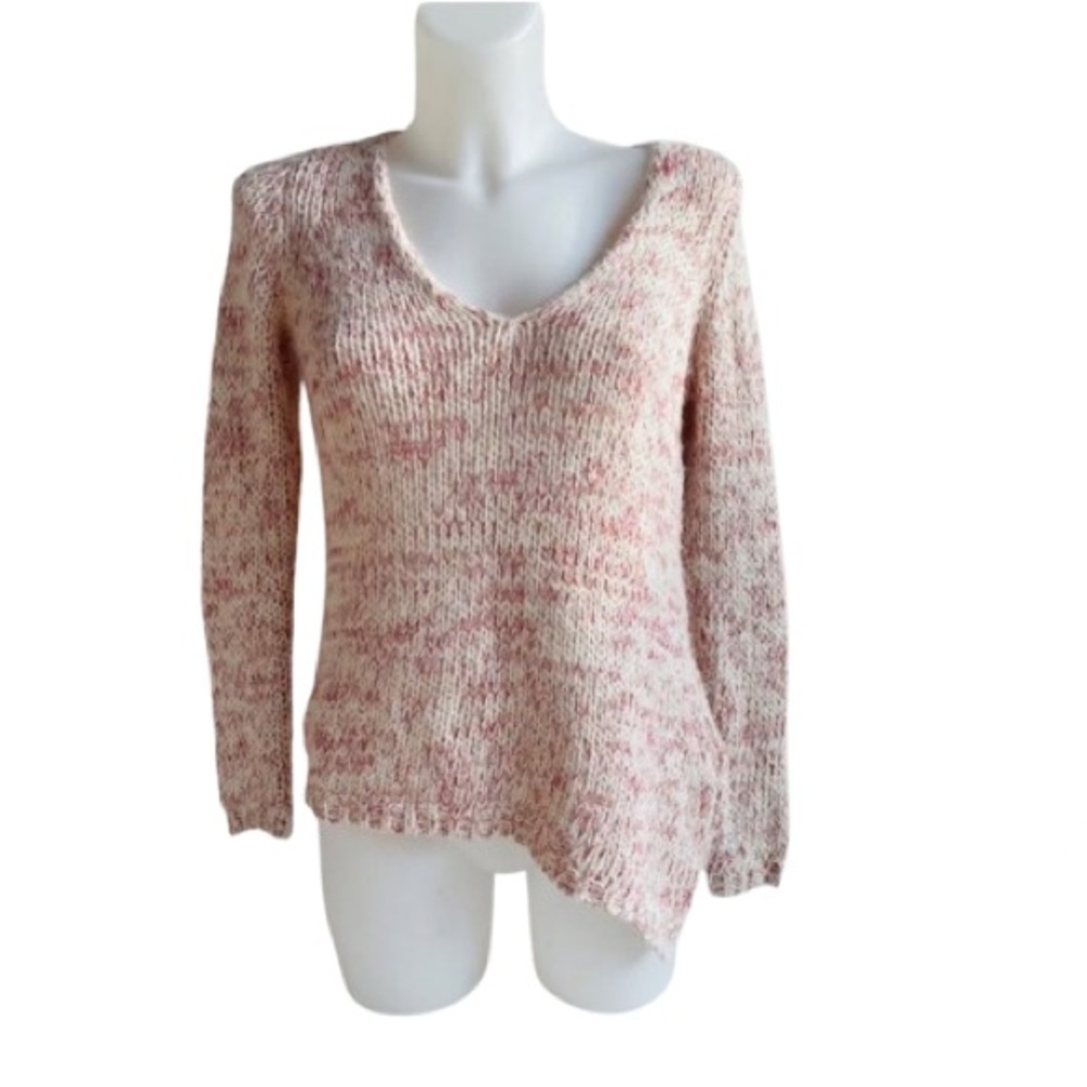 Zara Knit Mohair Asymmetrical High Low Pull Over Cream & Red Size Small - Picture 10 of 12